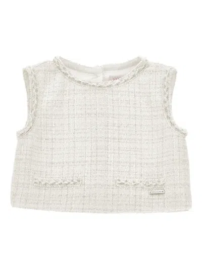 Monnalisa Kids' Fringed Top In Neutral
