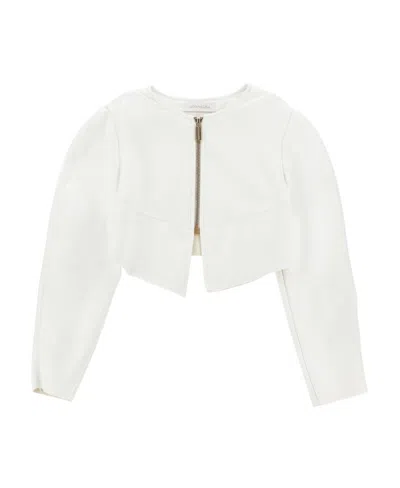 MONNALISA MONNALISA ZIP-UP LONG-SLEEVED BOLERO JACKET