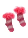 Monnalisa Frou Frou Socks In Cream + Magenta