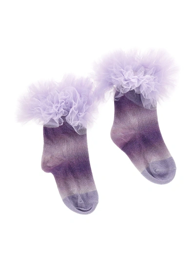 Monnalisa Kids'   Frou Frou Socks In Cream + Wisteria