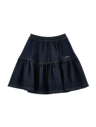 Monnalisa Babies'   Froufrou Denim Tenc Skirt In Blue