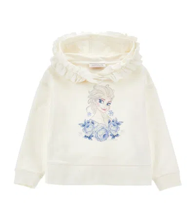 Monnalisa Kids'   Frozen Ruffle Cotton Sweatshirt In Cream