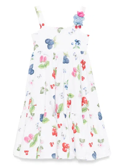 Monnalisa Kids' Fruit-print Dress In White