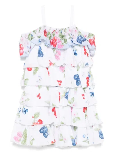 Monnalisa Kids' Fruit-print Dress In White