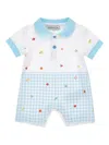 Monnalisa Fruit-pattern Gingham Romper In Blue