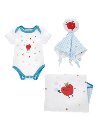 Monnalisa Fruits Gingham-print Babygrow Set In Multi