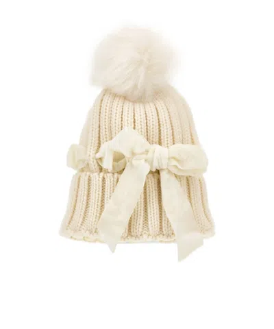 Monnalisa Fur Bow Hat In White