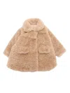 Monnalisa Fur Jacket In Beige