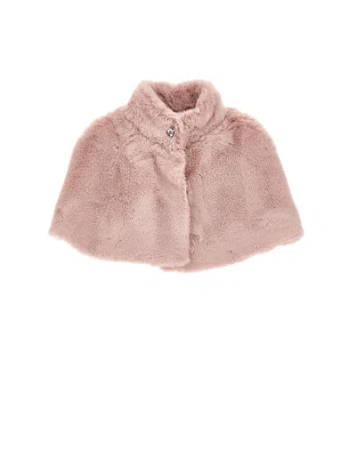 Monnalisa Kids'   Fur Plush Cape In Light Pink