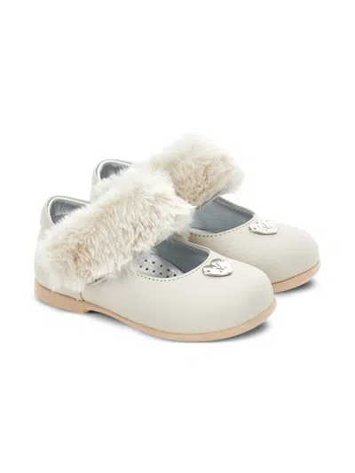 Monnalisa Babies' Fur-trimmed Ballet Flats In Neutral