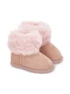 Monnalisa Fur-trimmed Embellished Boots In Pink