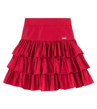 Monnalisa Kids' Gathered Tiered Skirt In Red
