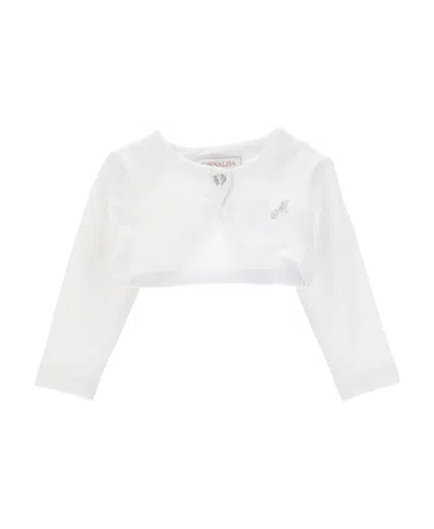 Monnalisa Gem-logo Cropped Cardigan In White