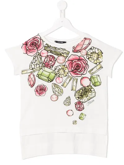 Monnalisa Kids' Gem Print T-shirt In Green