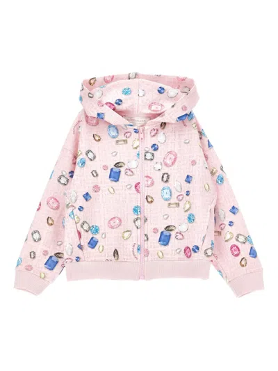 MONNALISA GEM-PRINTED ZIP-UP HOODIE