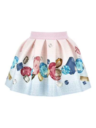 MONNALISA GEMSTONE-PRINT PLEATED SKIRT