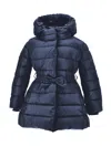 Monnalisa Genuine Down Polyester Coat In Navy Blue