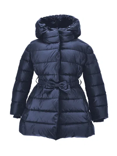 Monnalisa Kids'   Genuine Down Polyester Coat In Navy Blue