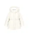 Monnalisa Genuine Down Long Nylon Jacket In Cream