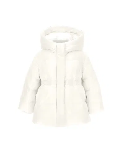 Monnalisa Kids'   Genuine Down Long Nylon Jacket In Cream