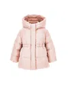 Monnalisa Genuine Down Long Nylon Jacket In Dusty Pink Rose
