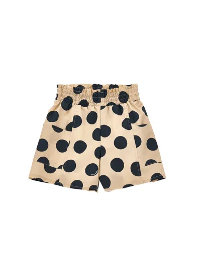 Monnalisa Kids'   Polka Dot Bermuda Shorts With Big Pockets In Beige + Black