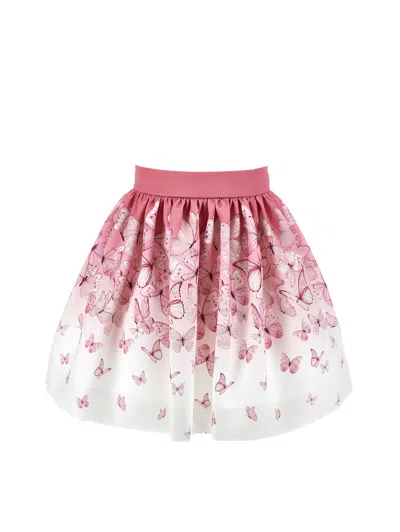 Monnalisa Kids' Gerüschter Schmetterlingsrock Aus Mikado In Pink