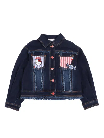 Monnalisa Giacchino Patch Work Deni In Blue