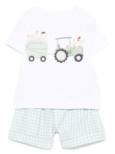 Monnalisa Babies' Gingham Bermuda Shorts Set In 绿色