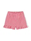 Monnalisa Gingham-check Cotton Blend Shorts In Red