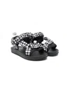 Monnalisa Gingham-check Sandals In Black