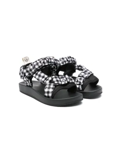 Monnalisa Kids' Gingham-check Sandals In Black