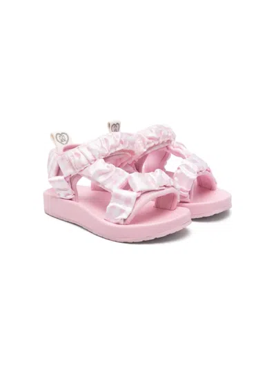 Monnalisa Kids' Gingham-check Sandals In Pink