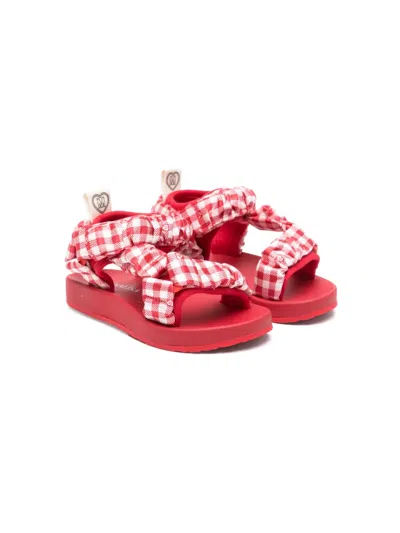 Monnalisa Kids' Gingham-check Sandals In Red
