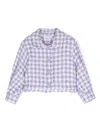 Monnalisa Gingham-check Tweed Jacket In Purple