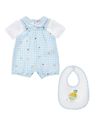 Monnalisa Gingham Fruits Babygrow Set In Blue