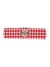 Monnalisa Gingham Teddy Hair Band In White + Red
