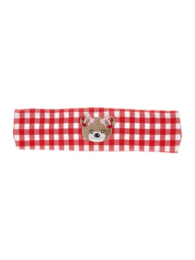 Monnalisa Kids'   Gingham Teddy Hair Band In White + Red