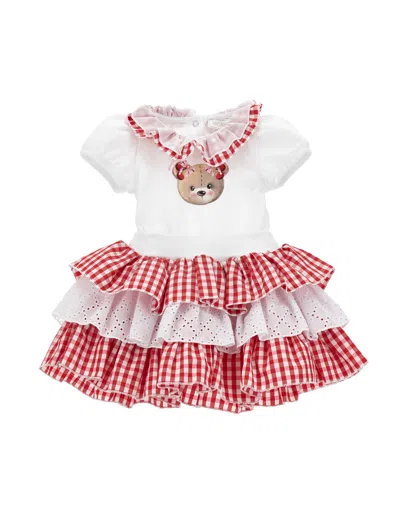 Monnalisa Kids'   Gingham Two-piece Set In White + Red