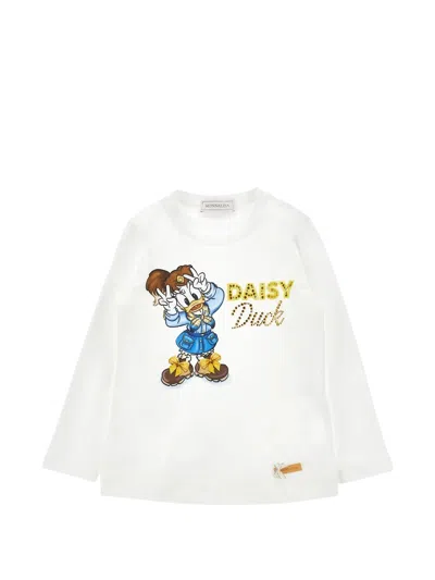 Monnalisa Girl's 100% Cotton Jersey T-shirt In White