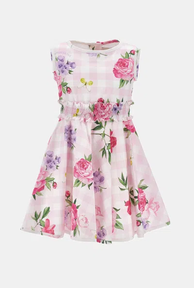 Monnalisa Kids' Girl Dress With Flower Pattern In Pink