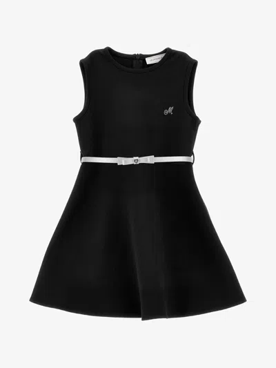 Monnalisa Girl's Sleeveless Round-neck Mini Dress With Embellished Waist Belt In Multi