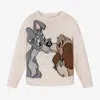 Monnalisa Girls Beige Wool Knit Disney Sweater In Beige