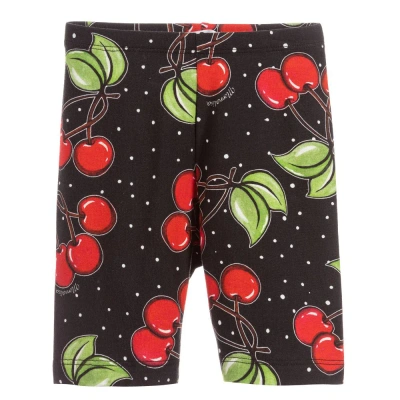 Monnalisa Kids' Girls Black & Red Leggings In Green