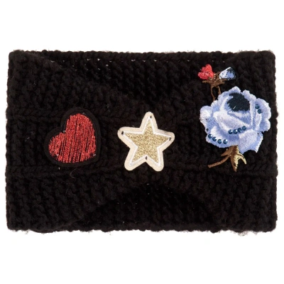 Monnalisa Kids' Girls Black Badge Knitted Headband