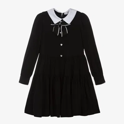 Monnalisa Kids' Girls Black Viscose Dress