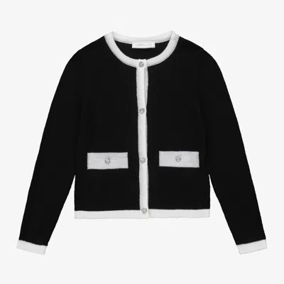 Monnalisa Kids' Girls Black Wool Cardigan