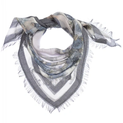 Monnalisa Kids' Girls Blue Floral Scarf (72cm) In Gray