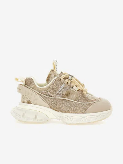 Monnalisa Kids' Girls Chunky Glitter Trainers In Sand