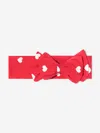 Monnalisa Girls Cotton Heart Print Headband M ( 6 - 8 Yrs ) Red In Red